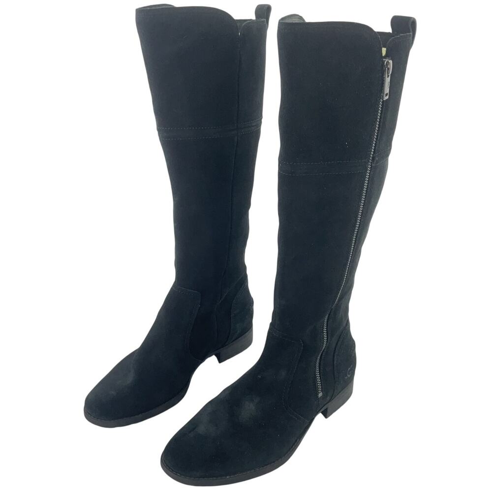 Ugg Black Suede Side-Zip Knee-High Riding Boots Women’s Size 7.5 Preowned